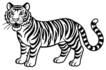 Funny Tiger on White Background Vector Illustration, Cartoons, Clipart, and Line Art Design, Funny tiger illustration in vector, cartoons, clipart, and line art on a white background.