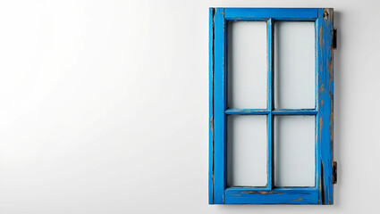 weathered wooden window painted in various colors , rustic details and texture of the window