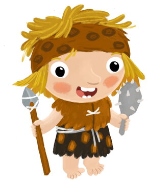 recommend clip art: cartoon ancient prehistoric caveman cave boy character isolated illustration for children