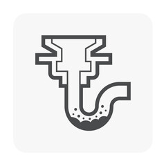 Obraz premium Clogged problem in trap pipe or floor drain vector icon. Waste and dirty inside trap pipe need clean and clear. Problem of water drainage, waste remove from kitchen, bathroom, toilet and shower room.