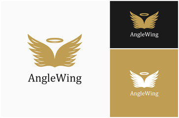 Angel Wing Spread Fly Angelic Cupid Cherub Fairy Feather Wings Vector Logo Design Illustration