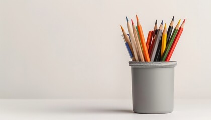 High-resolution studio-lit photo of a grey pencil pot, perfect for stock imagery.