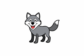 Funny Wolf Vector Illustration with White Background Cartoons, Clipart, Line Art, Funny wolf vector illustration with white background, perfect for cartoons, clipart, and line art designs.