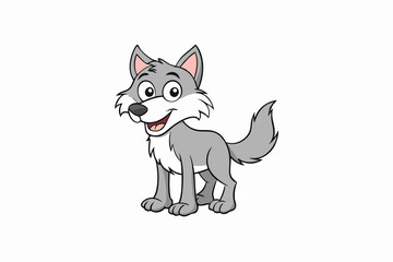 Funny Wolf Vector Illustration with White Background Cartoons, Clipart, Line Art, Funny wolf vector illustration with white background, perfect for cartoons, clipart, and line art designs.