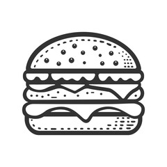 Hamburger Icon. Juicy hamburger icon from restaurant collection. Contour vector isolated on white background.
