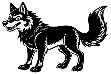 Funny Wolf Vector Illustration with White Background Cartoons, Clipart, Line Art, Funny wolf vector illustration with white background, perfect for cartoons, clipart, and line art designs.