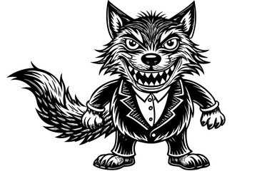 Funny Wolf Vector Illustration with White Background Cartoons, Clipart, Line Art, Funny wolf vector illustration with white background, perfect for cartoons, clipart, and line art designs.
