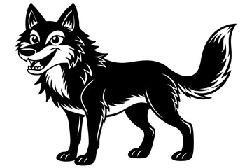 Funny Wolf Vector Illustration with White Background Cartoons, Clipart, Line Art, Funny wolf vector illustration with white background, perfect for cartoons, clipart, and line art designs.