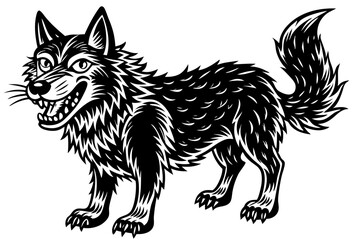 Funny Wolf Vector Illustration with White Background Cartoons, Clipart, Line Art, Funny wolf vector illustration with white background, perfect for cartoons, clipart, and line art designs.