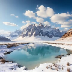 Fototapeta premium lake in the mountains wallpapers background 