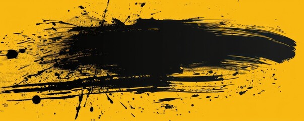 Modern banner design with an elegant black ink brush stroke on a pastel yellow backdrop.
