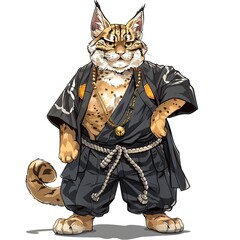 Bobcat Japanese Street animal fashion cartoon isolated whitebackground 16:9