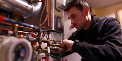 worker set up central heating
