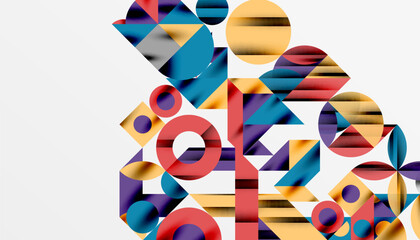 Neo memphis geometric pattern with circles, squares and lines. Pop art abstract background for covers, banners, flyers and posters and other templates