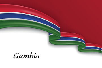 Waving ribbon with flag of Gambia