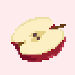 Obraz premium Pixel image of half a red apple. Ideal for prints, icons and backgrounds