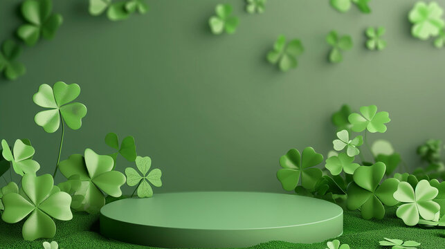 St. Patrick's Day podium background product 3D. St. Patrick's Day banner stand - Powered by Adobe