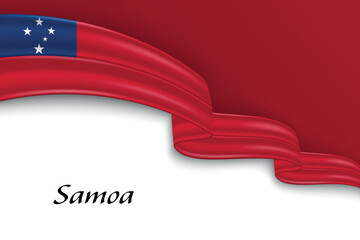 Waving ribbon with flag of Samoa