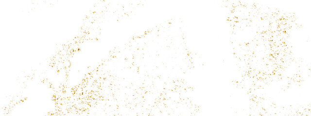 Abstract doted and confetti golden glitter and dust particles splatter on transparent background. Dust golden grunge background. Vector illustration.