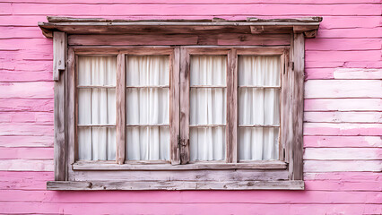 weathered wooden window painted in various colors , rustic details and texture of the window