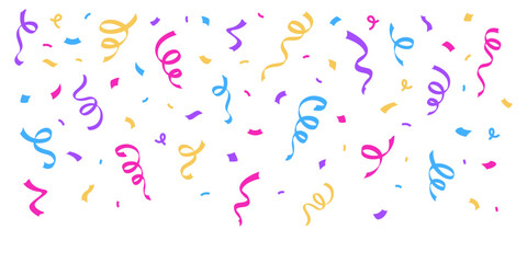 Confetti falling on background. Party festive firework. Carnival confetti isoltaed on white background.