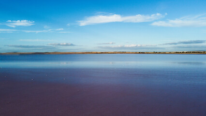 Drone shot of Bumbunga Lake at sunset