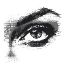 Obraz premium Retro halftone vector abstract female eyes 