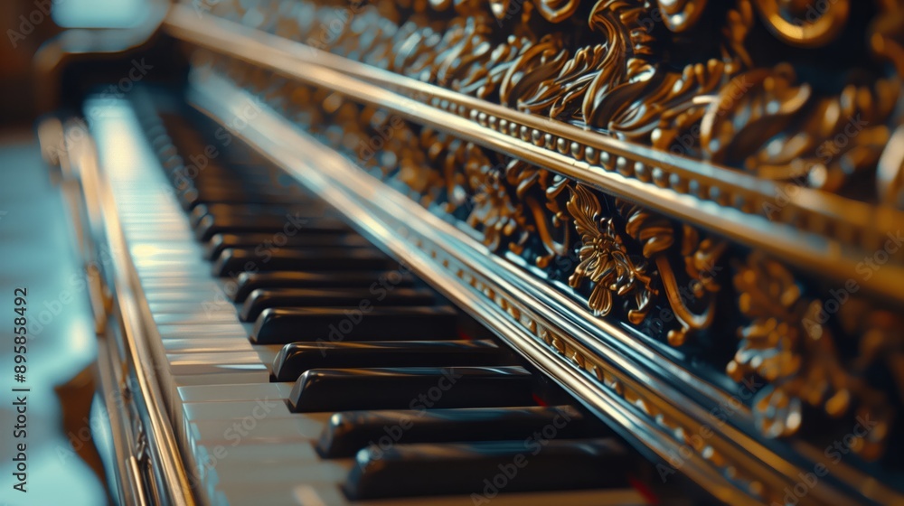 Wall mural Old piano with wooden details.