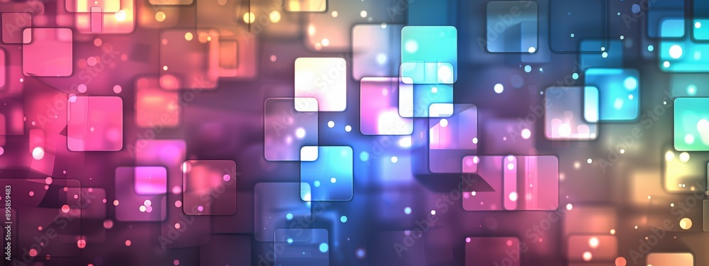 Poster a colorful background with many squares and dots