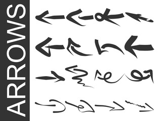 Arrows set of 16 black icons. Arrow icon. Arrow vector collection. Arrow. Cursor. Modern simple arrows. Vector illustration.