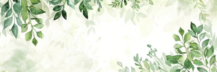 Fototapeta premium Watercolor Invitation. Herbal Garden Watercolor Floral Greeting Card Template with Frame