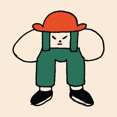 hand drawn cute farmer abstract character illustration