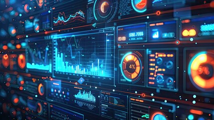 A dashboard displaying real-time data analytics, with data flowing from IoT devices to a central analytics platform