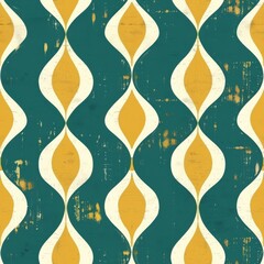 Batik pattern in teal green and mustard gold seamless repeating pattern, minimal pattern, high contrasty --tile Job ID: d6127abd-4f66-4323-be40-282a47547b09