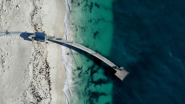 Drone shot of the pier of Jurien Bay
