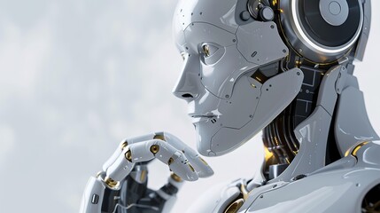 Fototapeta premium 3d Rendering Ai Robot think or computer