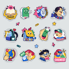 Vector illustration of various school-themed