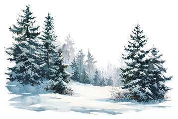 PNG  Serene snowy winter forest illustration