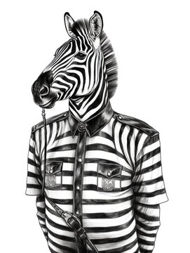 recommend clip art: Black and white Vintage engraved art of a zebra in a referee uniform, isolated on white background, ink sketch illustration, simple vector art design, highly detailed line art, high contrasty