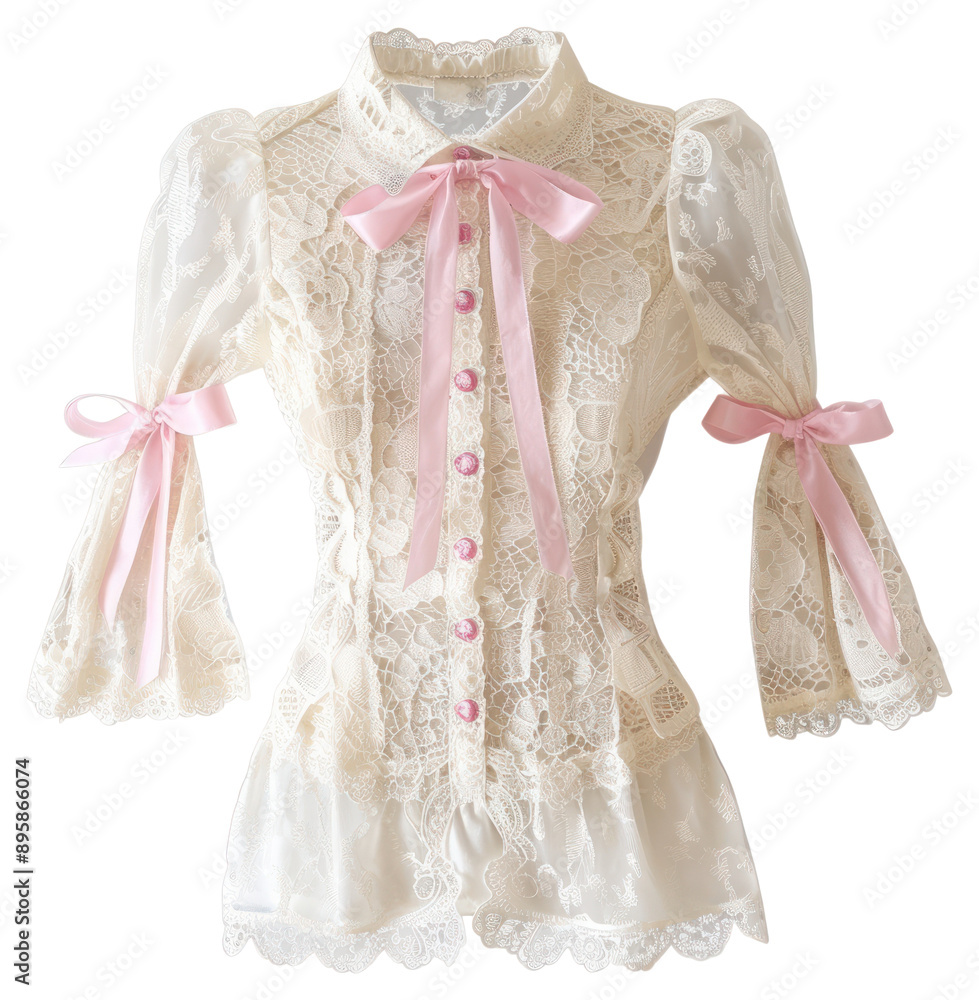 Wall mural PNG  Elegant lace blouse with ribbons