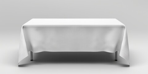 White Table Cloth. Exhibition Box Layout for Showcasing Cloth Table Banner. Black and White Throw Mockup in Front View
