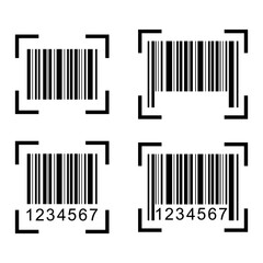 Set of Barcode vector icon. Bar code for web flat design. scanner illustration