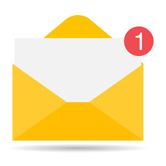 Email business icon shadow, flat web client message sign, mail app vector illustration