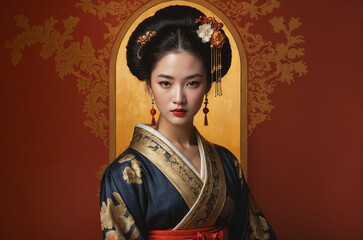 Elegance in Tradition: Portrait of a Woman in Kimono