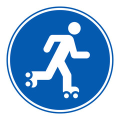 Roller skate icon, inline skating symbol, road sign