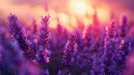 Obraz premium Vibrant Lavender Field at Sunset
