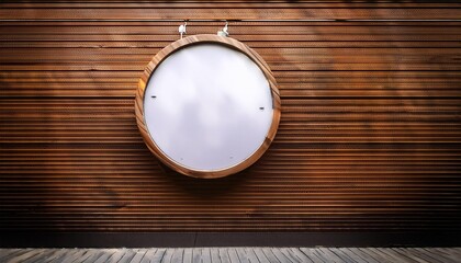 Wooden Wall with Blank Circular Sign in City Setting