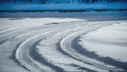 A person riding a skateboard on the snow covered ground, AI