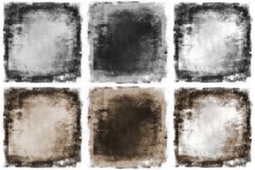 Vintage grey and sepia photo filter overlay grunge oil color texture on transparent background