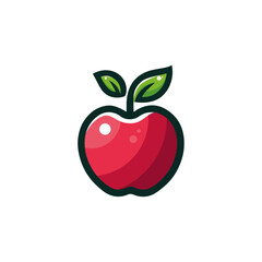 Apple fruit logo cartoon style vector on white background